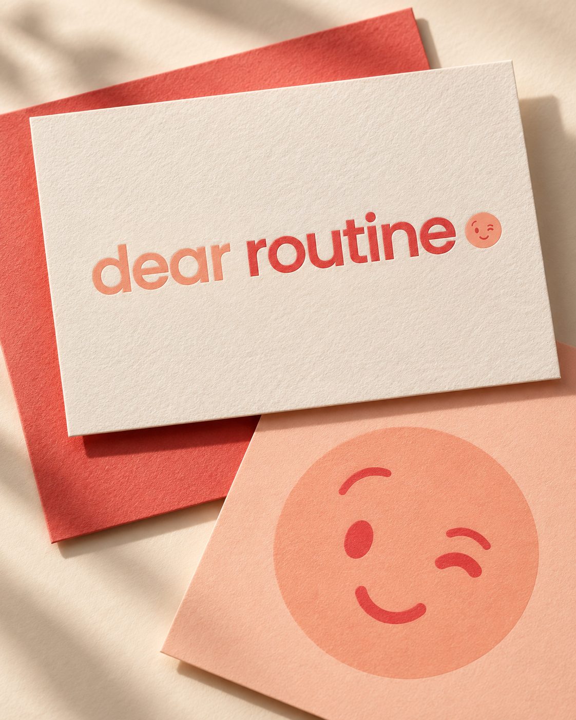 Dear Routine — The identity: wordmark, face and a warm palette.