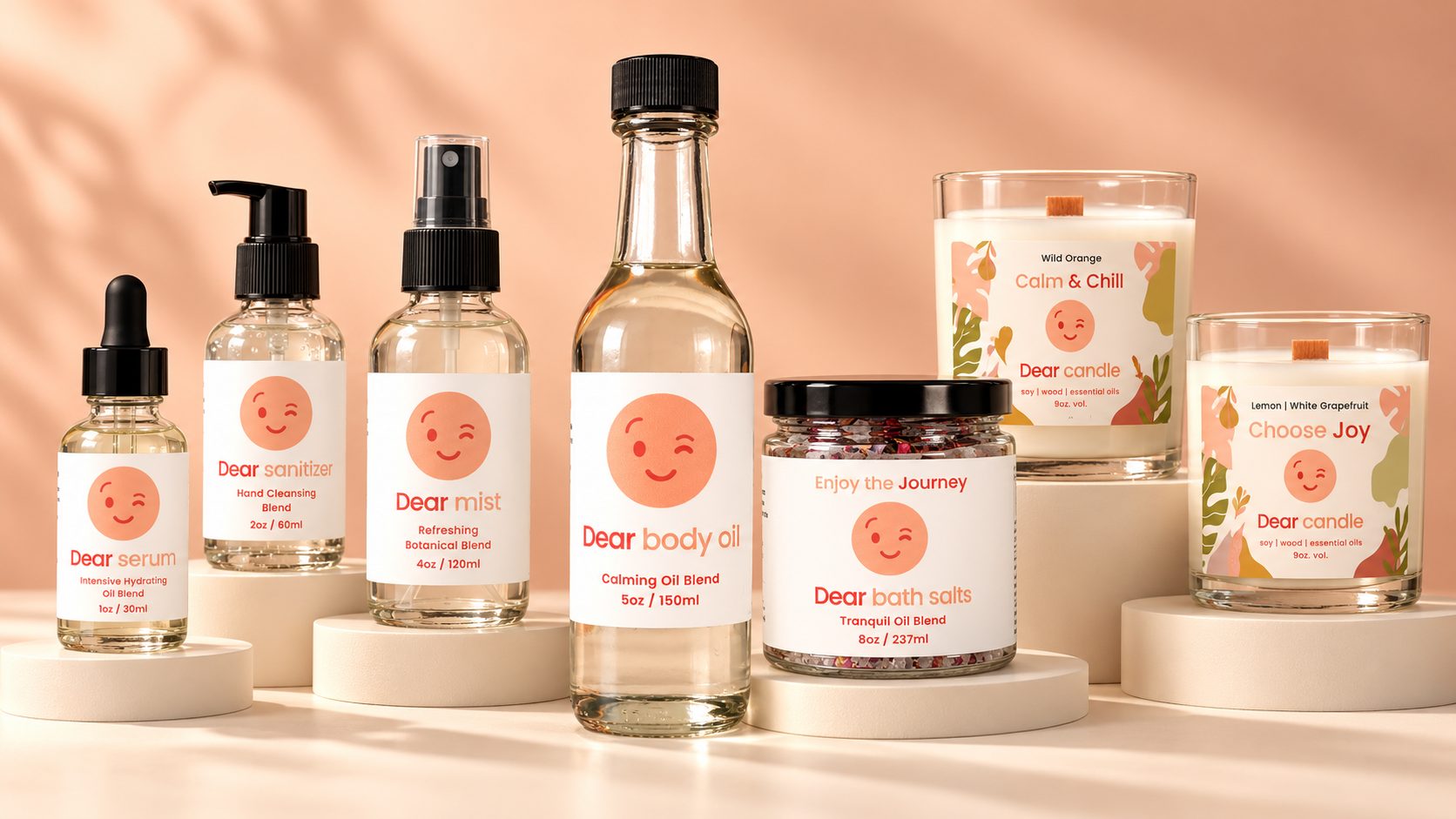 Dear Routine — Six products, one line on the table.