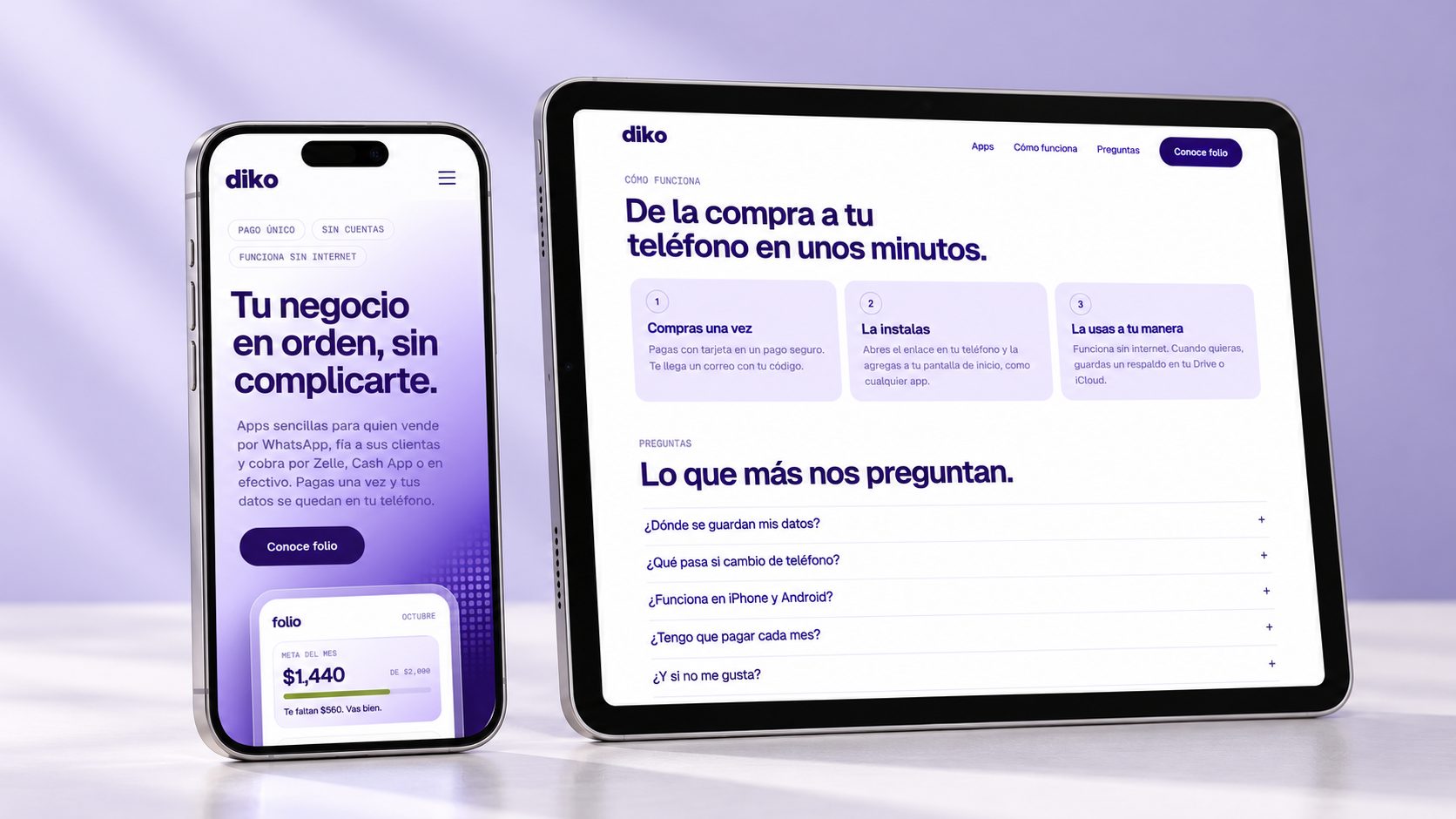 Diko — The website, from phone to tablet.