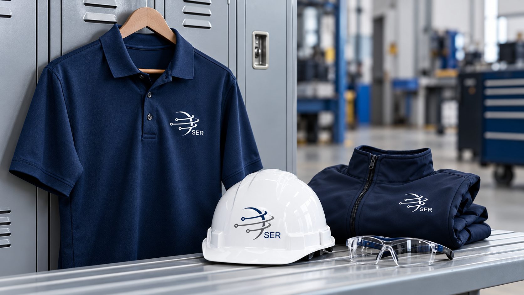 SER-USA Identity — Uniforms and safety gear for the technical team.